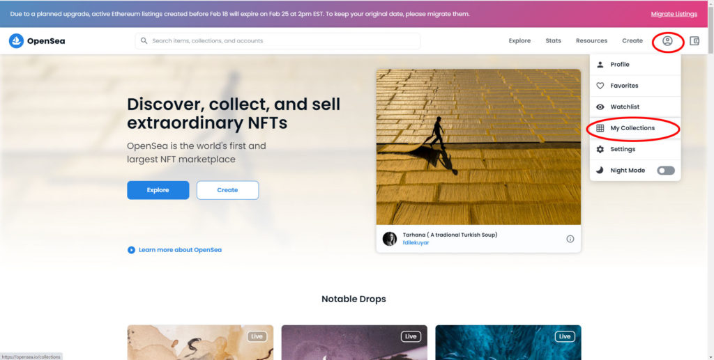 Openseaで元素騎士のNFT確認方法